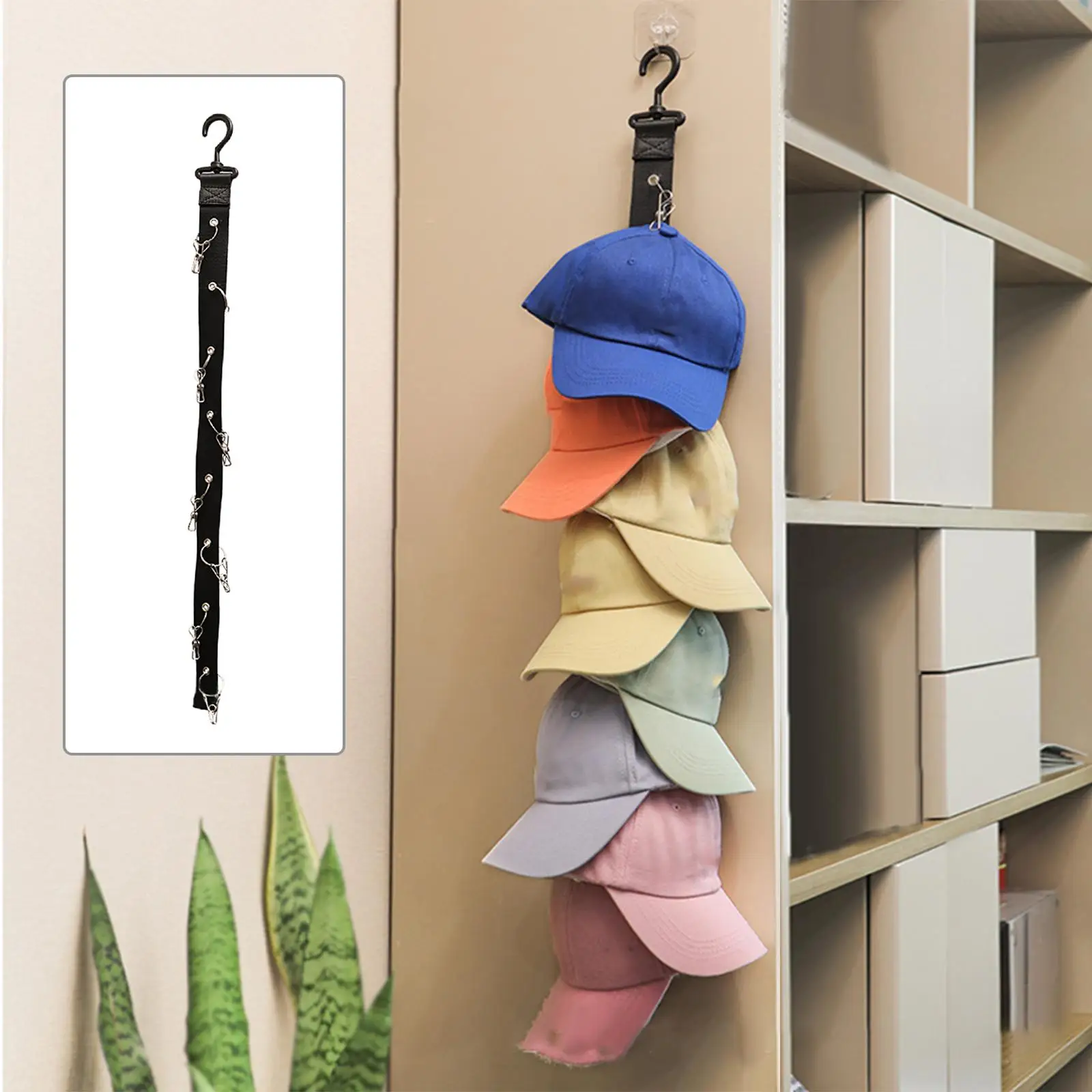 Hat Rack Organizer Hanging with Hook Hat Storage Hangers for Holds 8 Caps