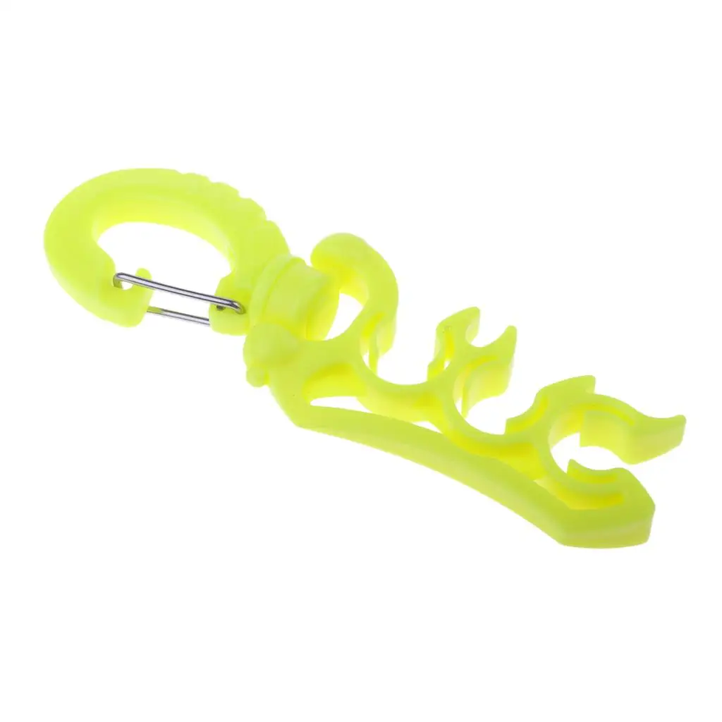 4X Triple BCD Hose Holder Diving Equipment Retainer Folding Snap Clasp Yellow