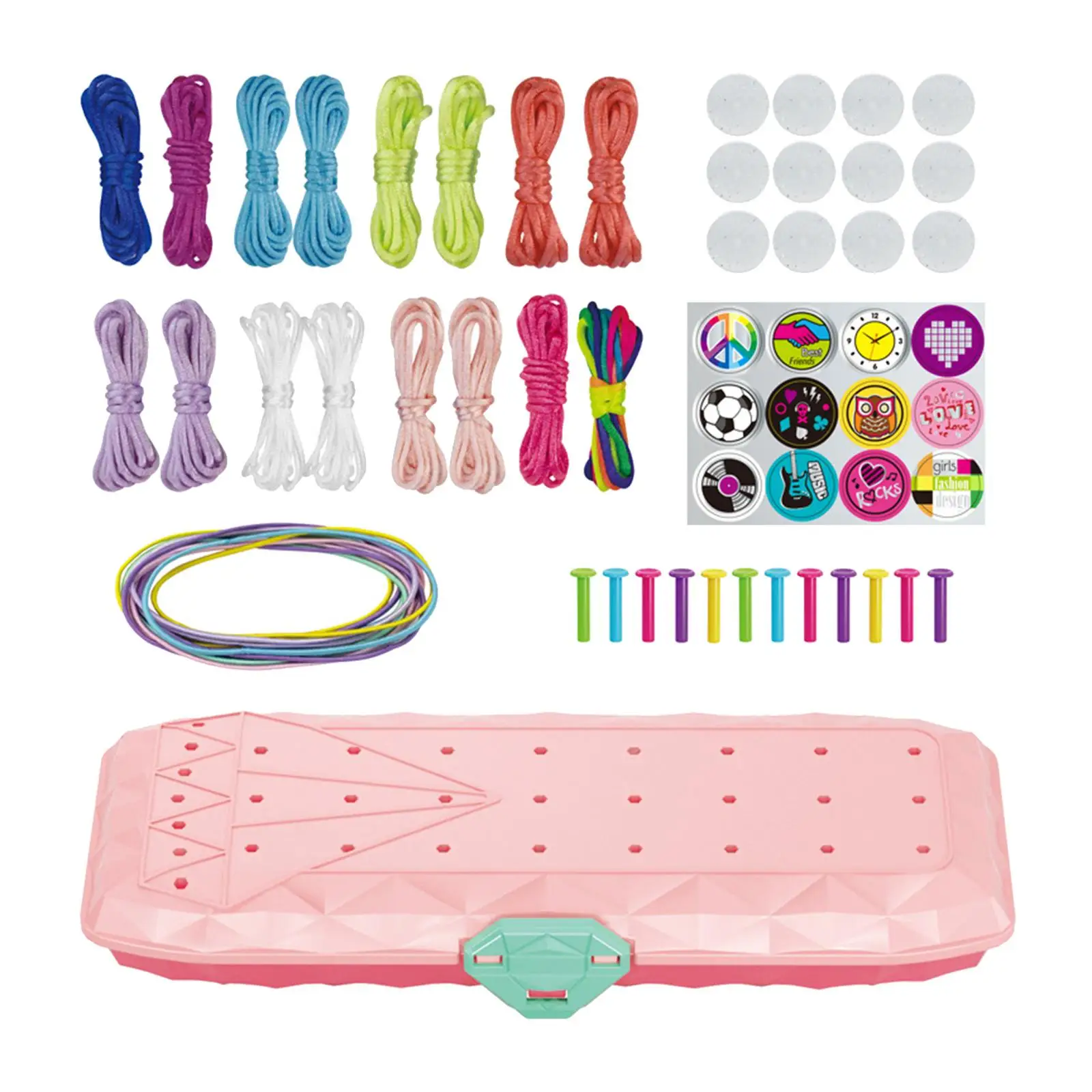 Bracelet Making Kit Elastic Rope Braiding Loom Multicolored Braiding Rope Bracelet Kit Jewelry Kit for Beginners Adults Holidays