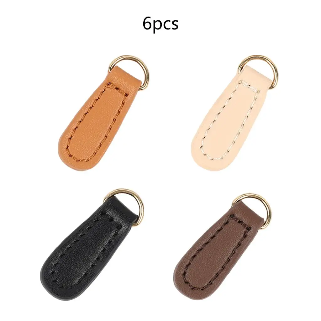 6x Leather Zipper Pull Tab Fixer Zipper Tags for Clothes Boot Jacket Luggage Repair Accessories