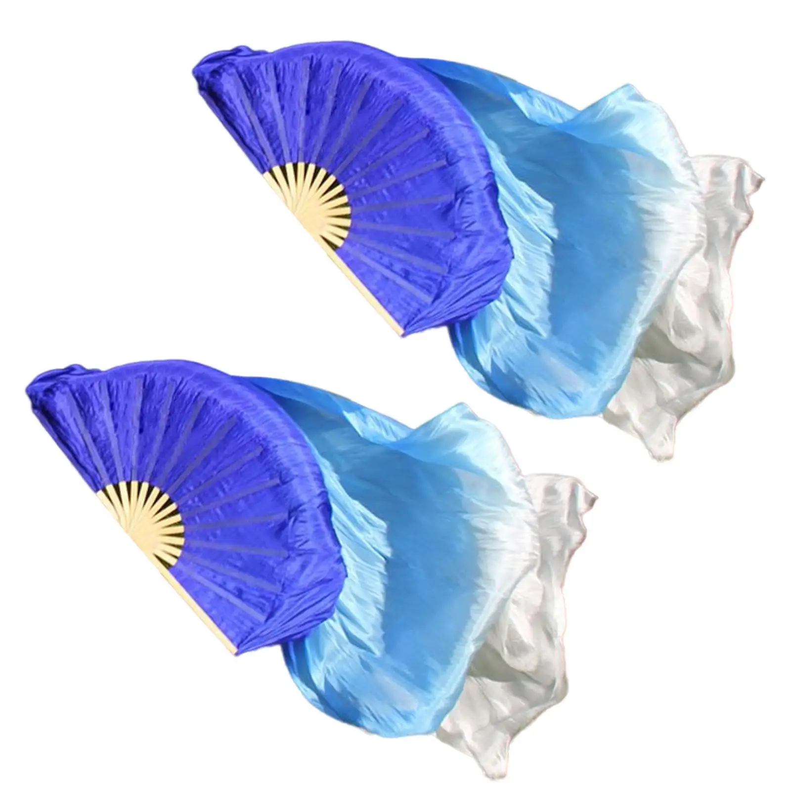 2Pcs Belly Dance Fan Veils Dyed Silk Fan Length 180cm Belly Dancing Fan Handheld Folding Fan for Costume Accessories Carnival