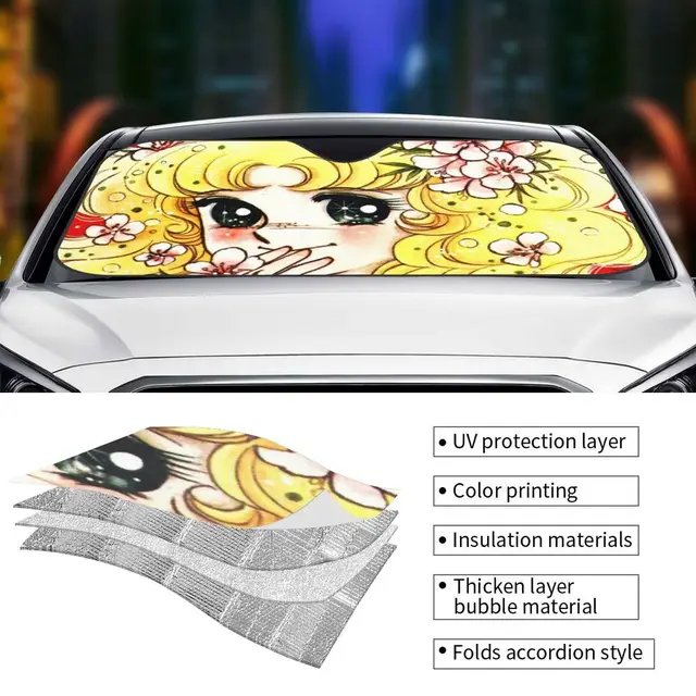 Pare-brise pare-soleil de dessin animé de bonbons pour fille Kawaii,  couverture de pare-brise de fenêtre de voiture, protection solaire -  AliExpress