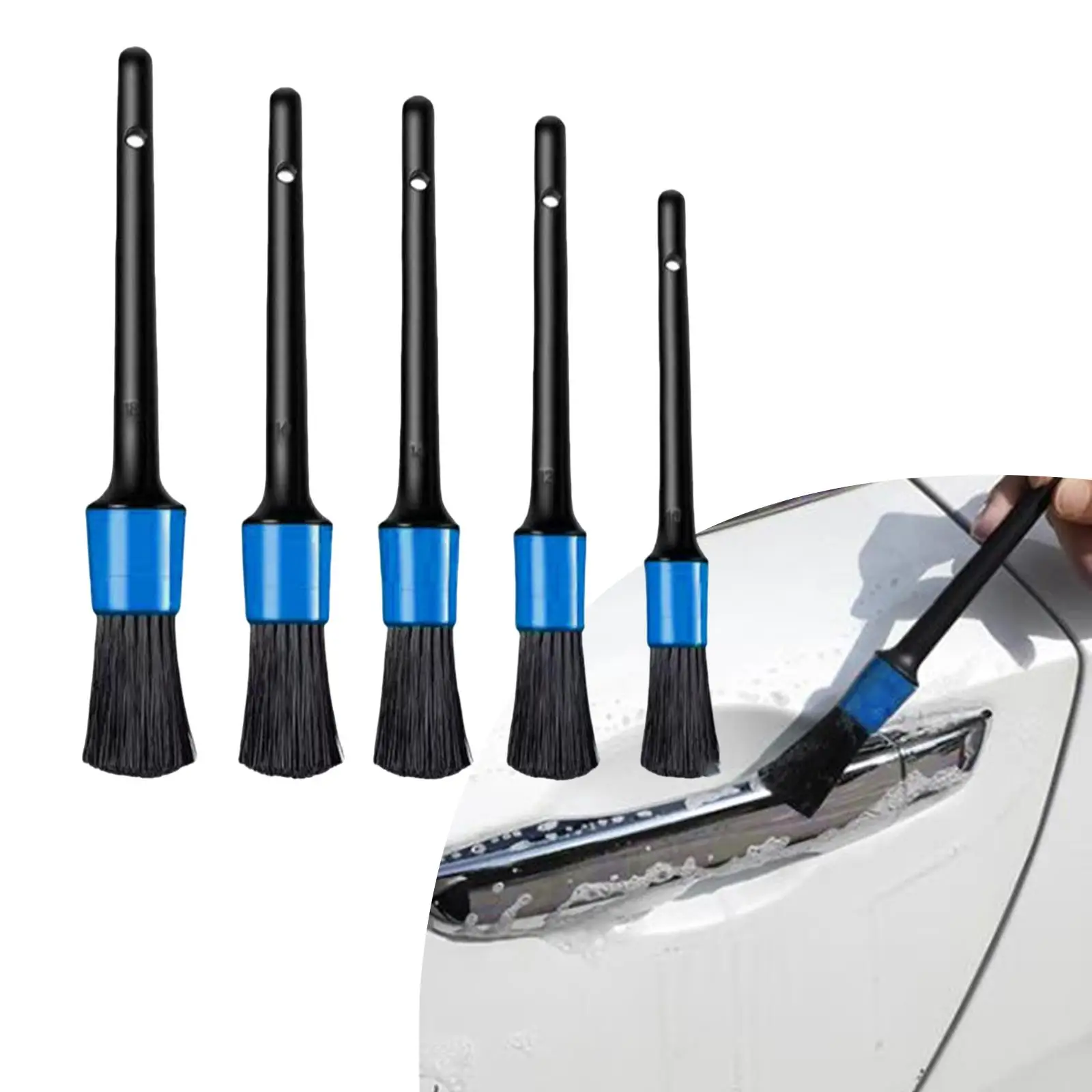 Car Detail Brush Set 5 Sizes Dry and Wet Use with Hanging Hole Convenient for Automotive Interior Exterior Flexible Versatile