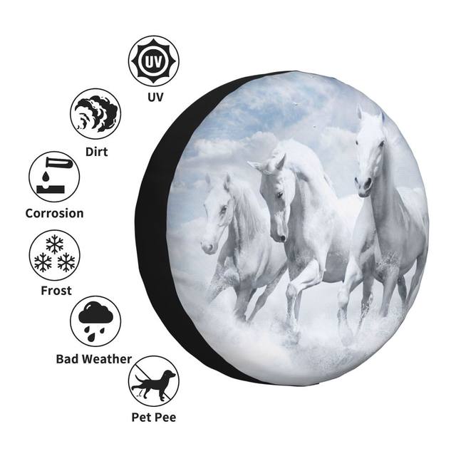 Dark Horse Universal Spare Tire Cover - Waterproof UV Protection For RV SUV Truck Trailer