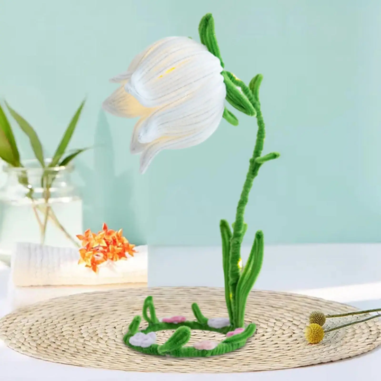 DIY Flower Flannel Night Light Desktop Ornaments for Table Holiday Bedroom