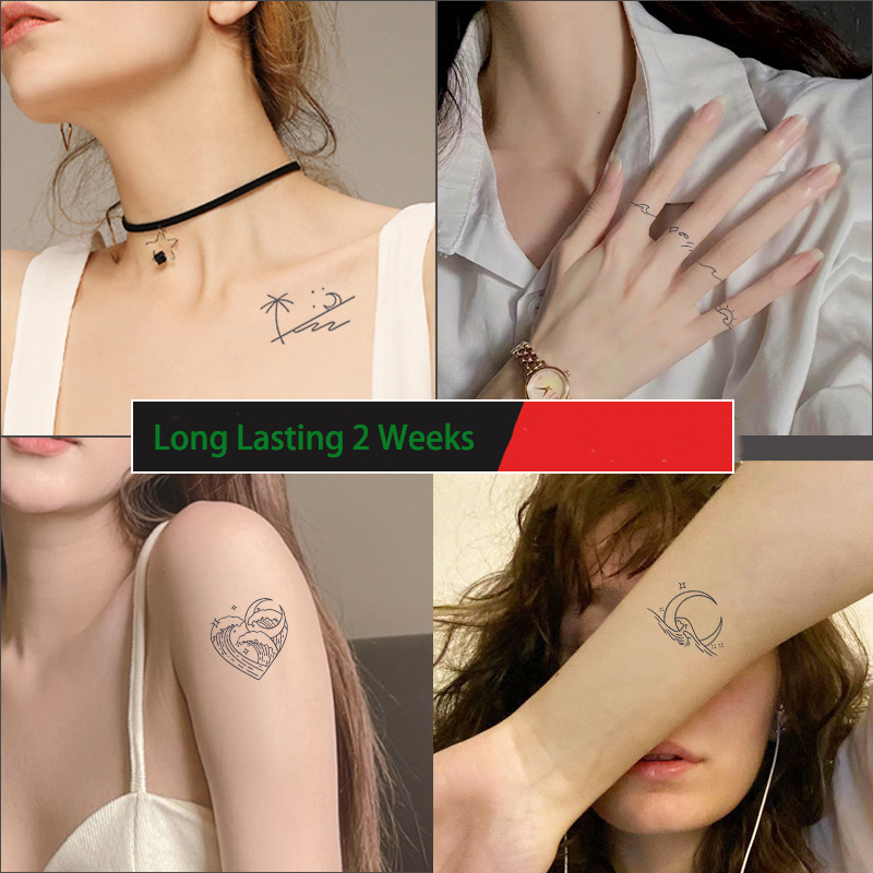 Best of Long Lasting 2 Week Waterproof Tattoo Small Design Finger Collarbone Arm Herbal Juice Tattoo Sticker Reviews & Tips