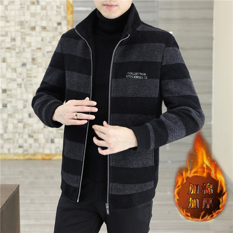 Description Picture 5 of itemMen's Jacket for Autumn and Winter Striped Fashion 2023 Wool Jackets for Casual Business Clothing Tight Social Coats Z168