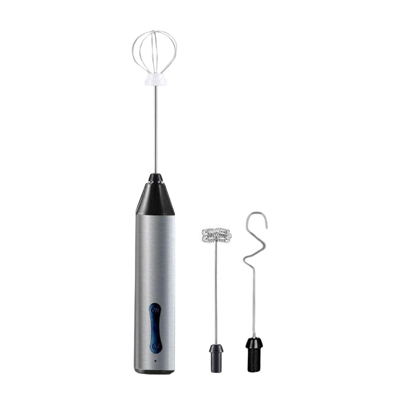 Milk Frother Egg Beater USB C Charging Whisk Drink with 3 Stainless Whisks Mixer Blender for Cappuccino