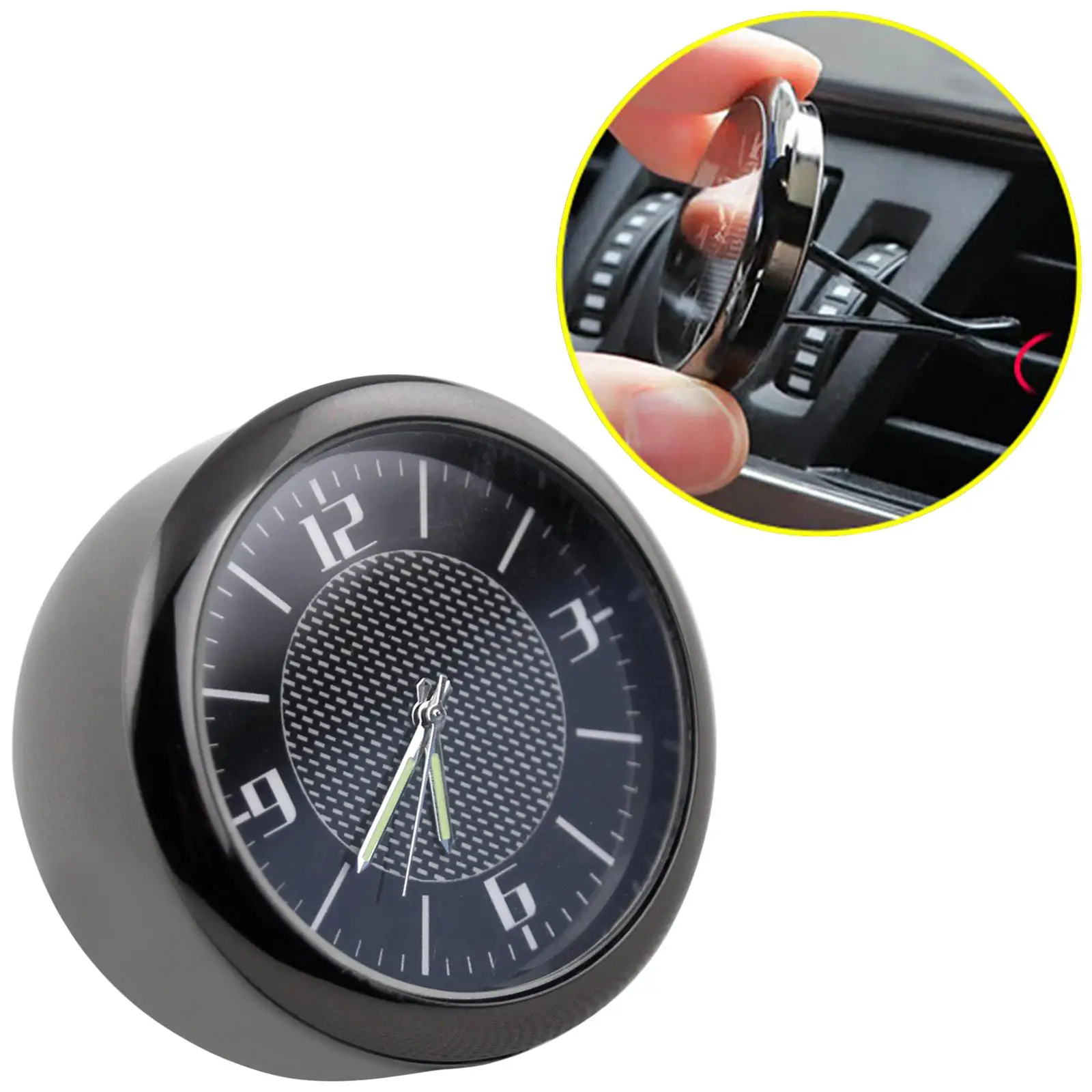 small Clock, Luminous Clock car Accessories pocket Decoration round Conditioner