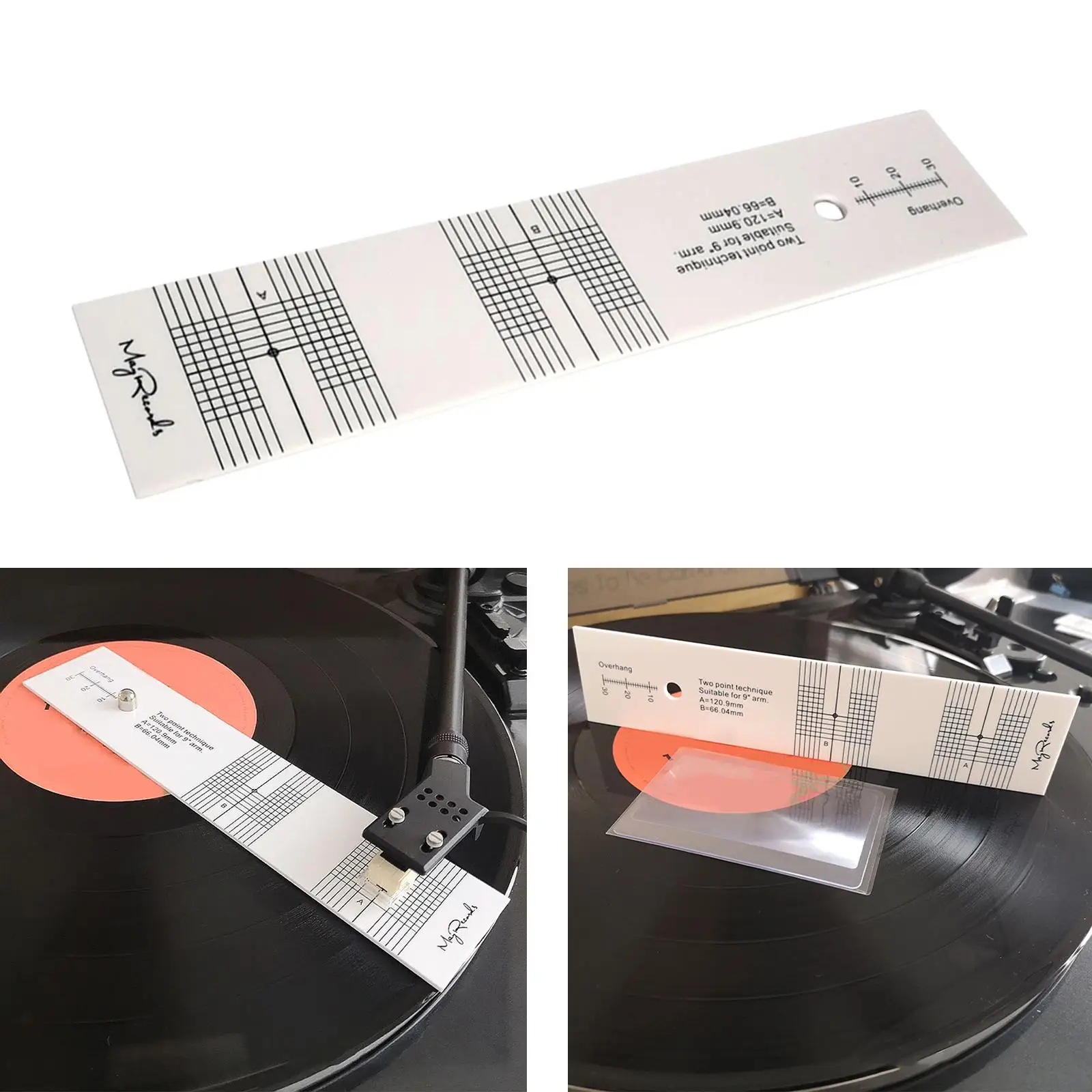 Cartridge Alignment Protractor Tool Vinyl Turntable Calibration Distance Gauge Protractor