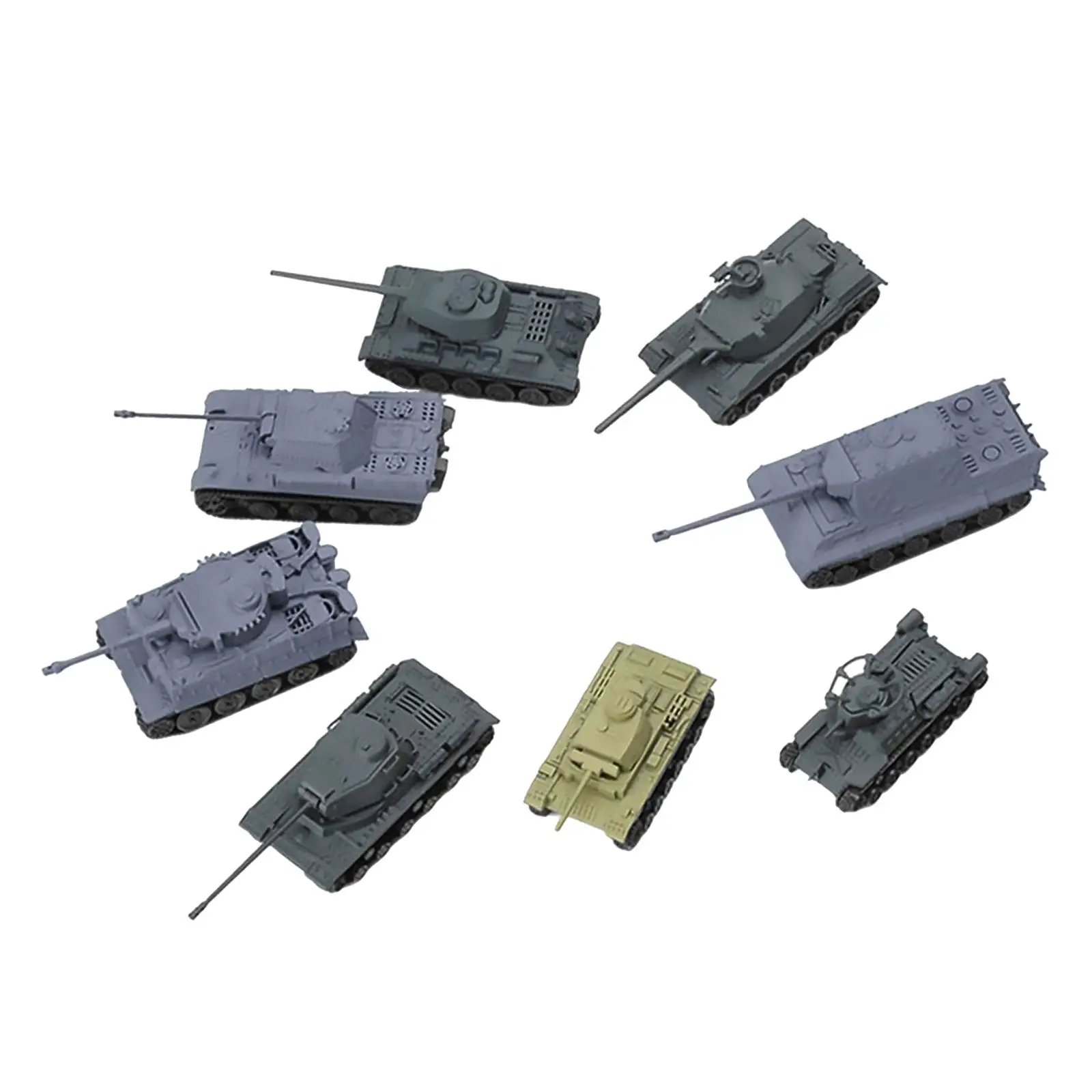 Set of 8 1:144 Assemble Tank Kits  Hobby Building for Tabletop