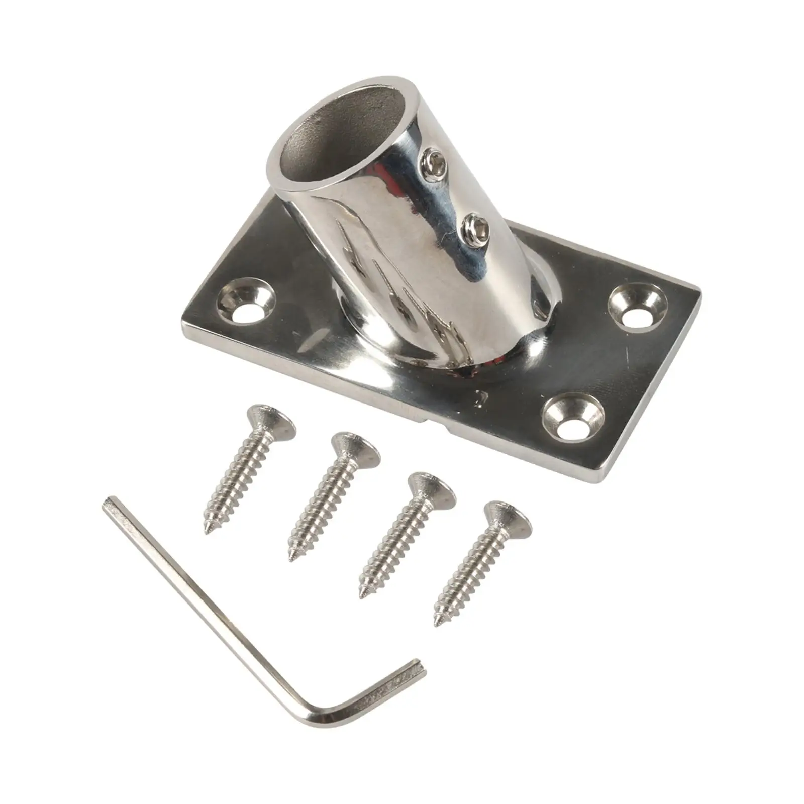 60 Degree Boat Handrail Fitting Stainless Steel Rectangular Base Hardware for Yachts Boat Inflatable Boats Marine Polished