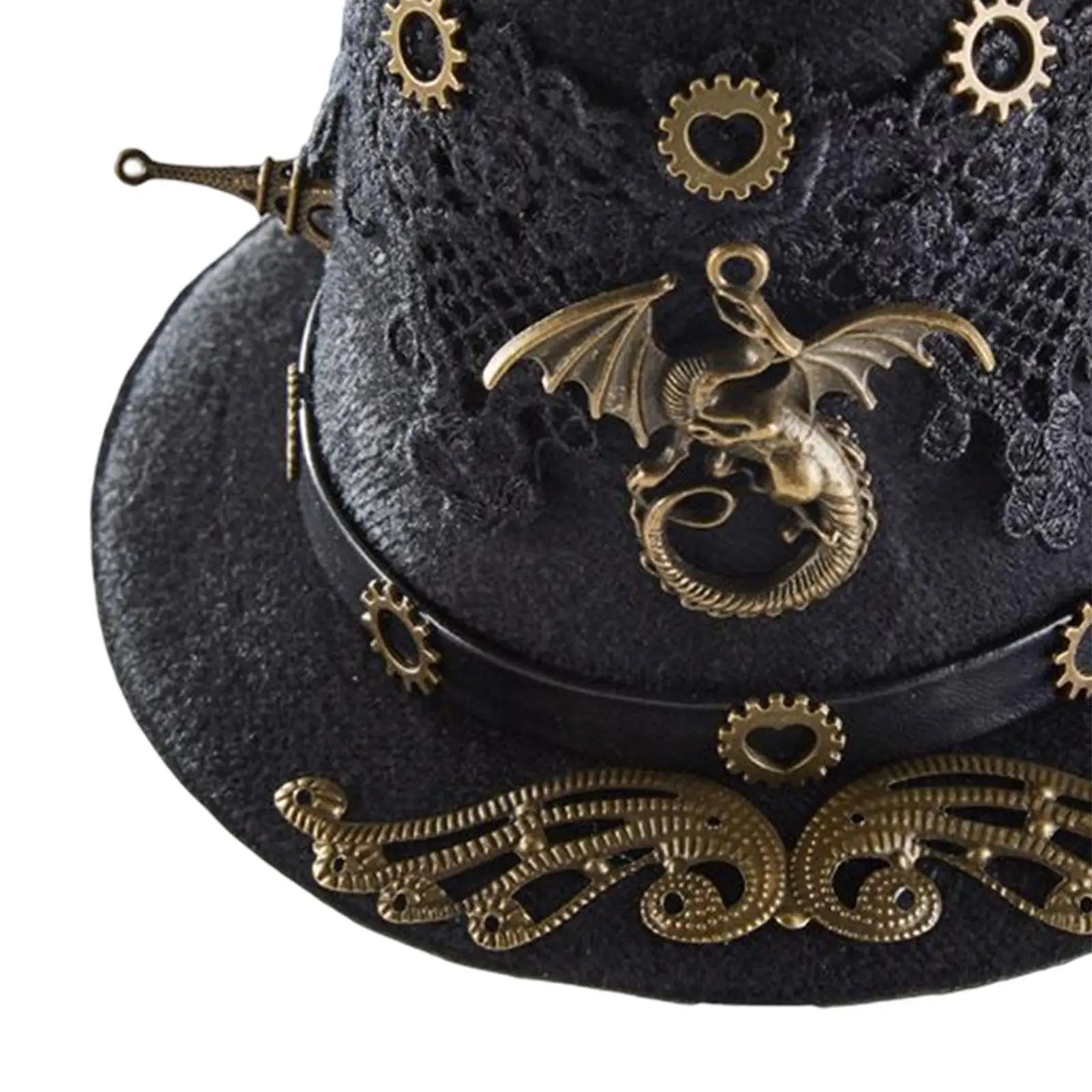 Retro Style Steampunk Top Hat, Unisex Decorative with Hair Clips Black Hat for Stage Performance Party Gift Cosplay Holidays