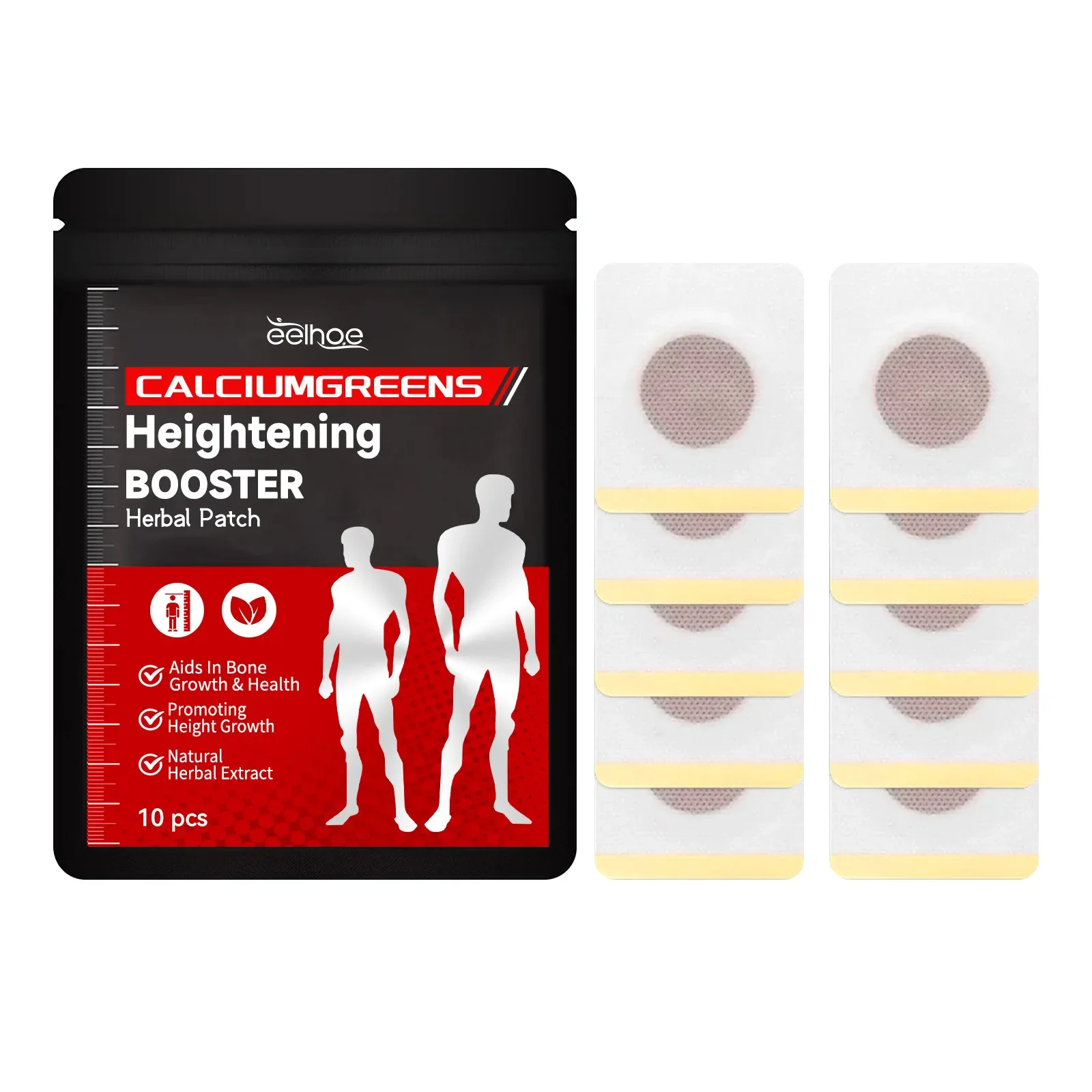 Height Growth Hormone Enhancer Plaster Grow Taller Foot Patch Bone Strength Calcium Vitamin D Supplements for Adults and Teen