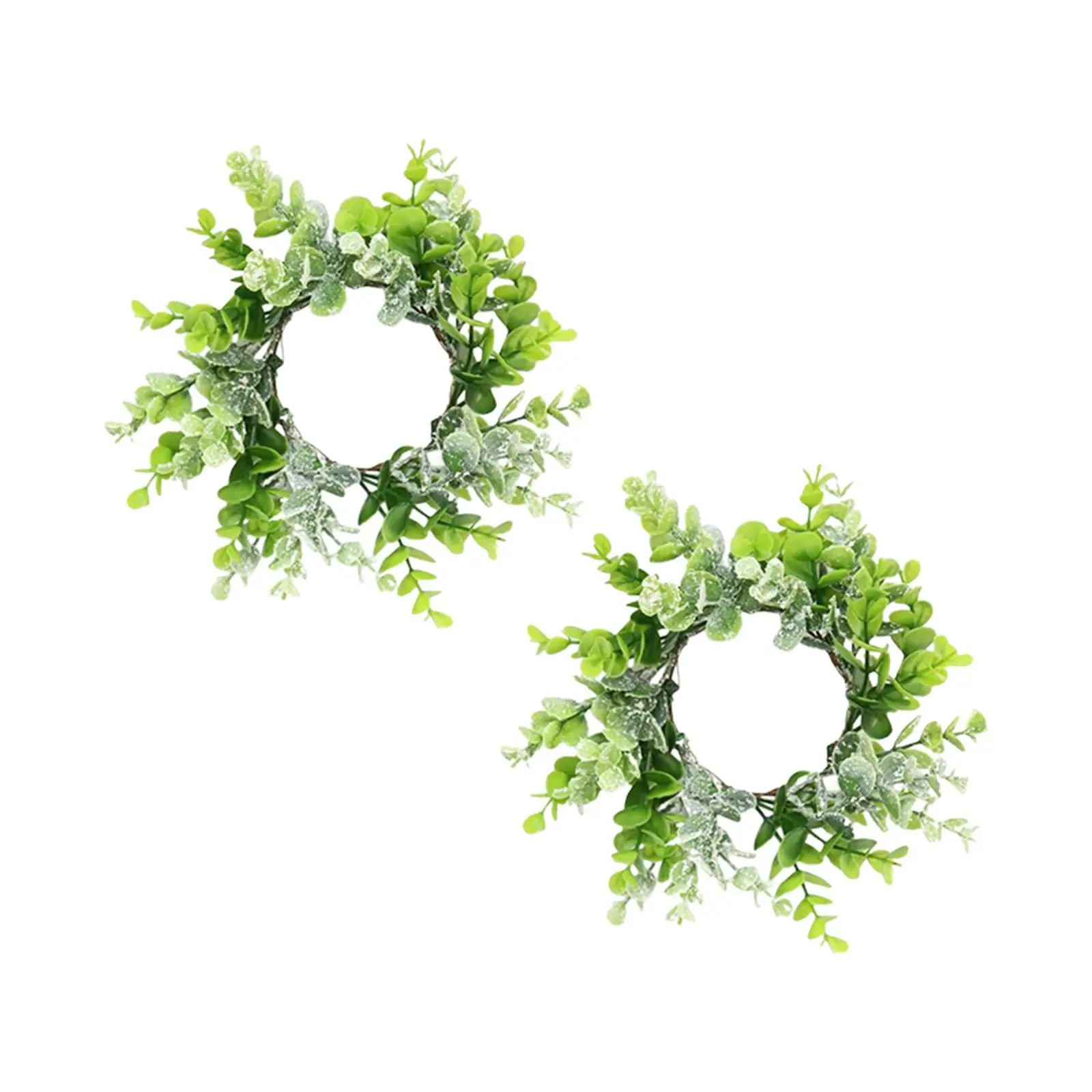 2x Artificial Garland Door Hanging Beautiful Floral Hoop Green Leaves Wreath for Farmhouse Porch Garden Home Window