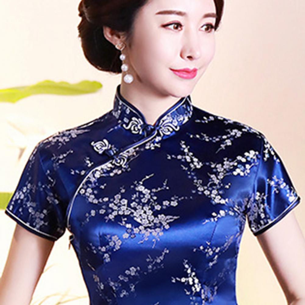 Camisa cheongsam estampada em estilo chinês para