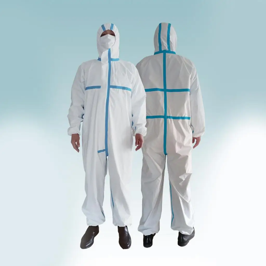 Adult Protective Coverall Suit Disposable Work Gown Full Body Isolation Suit with Zipper Anti-static Lab Workwear