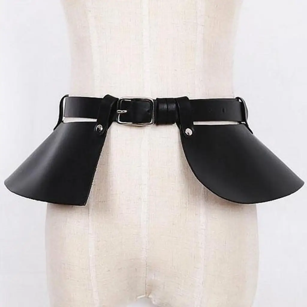Leather Adjustable Peplum Dress Waist Belt Skirts Waistband for Rave Outfits