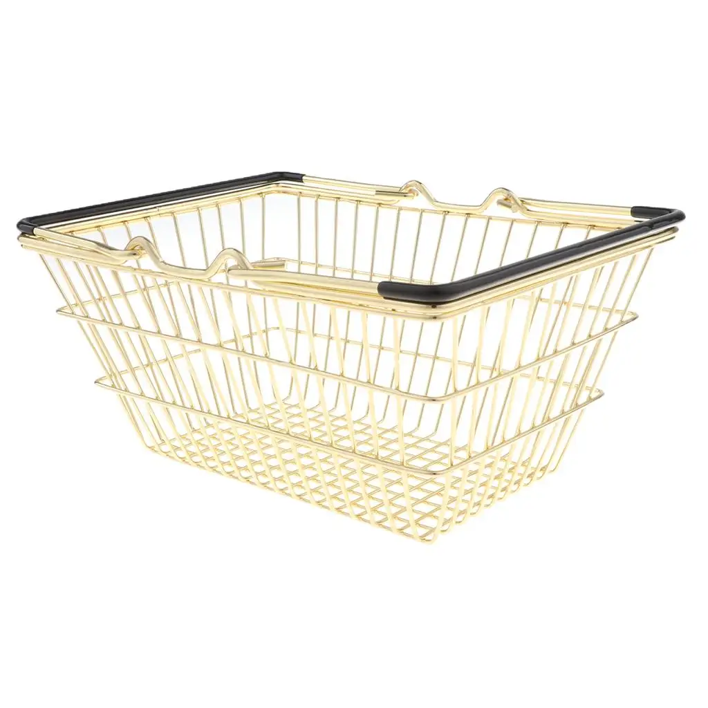 Mini Shopping Basket with Metal Frame, Holder Storage Toy
