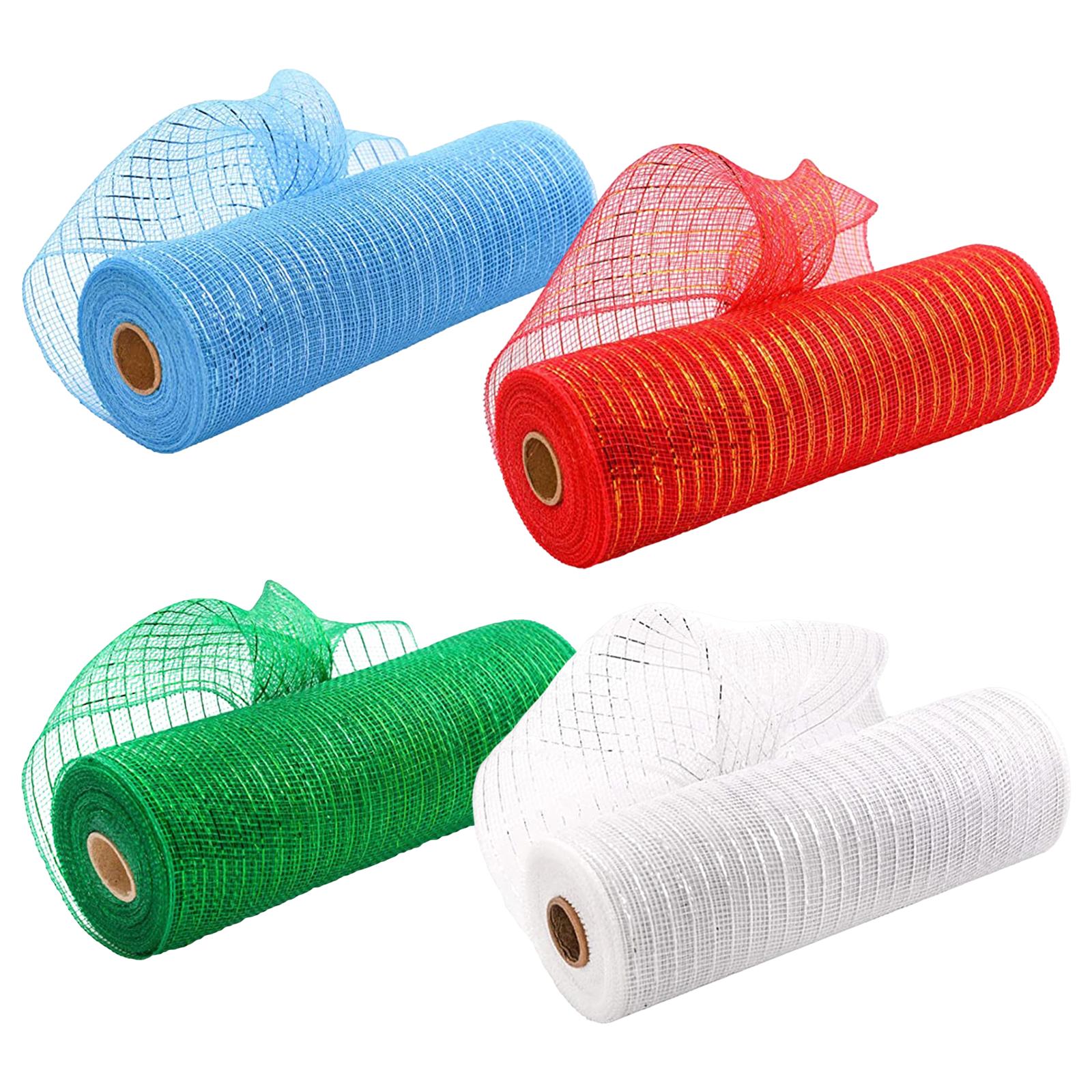 Mesh Ribbon Rolls Metallic Foil 10Yards 10inch 4 Rolls Poly Mesh Ribbon for Wreath