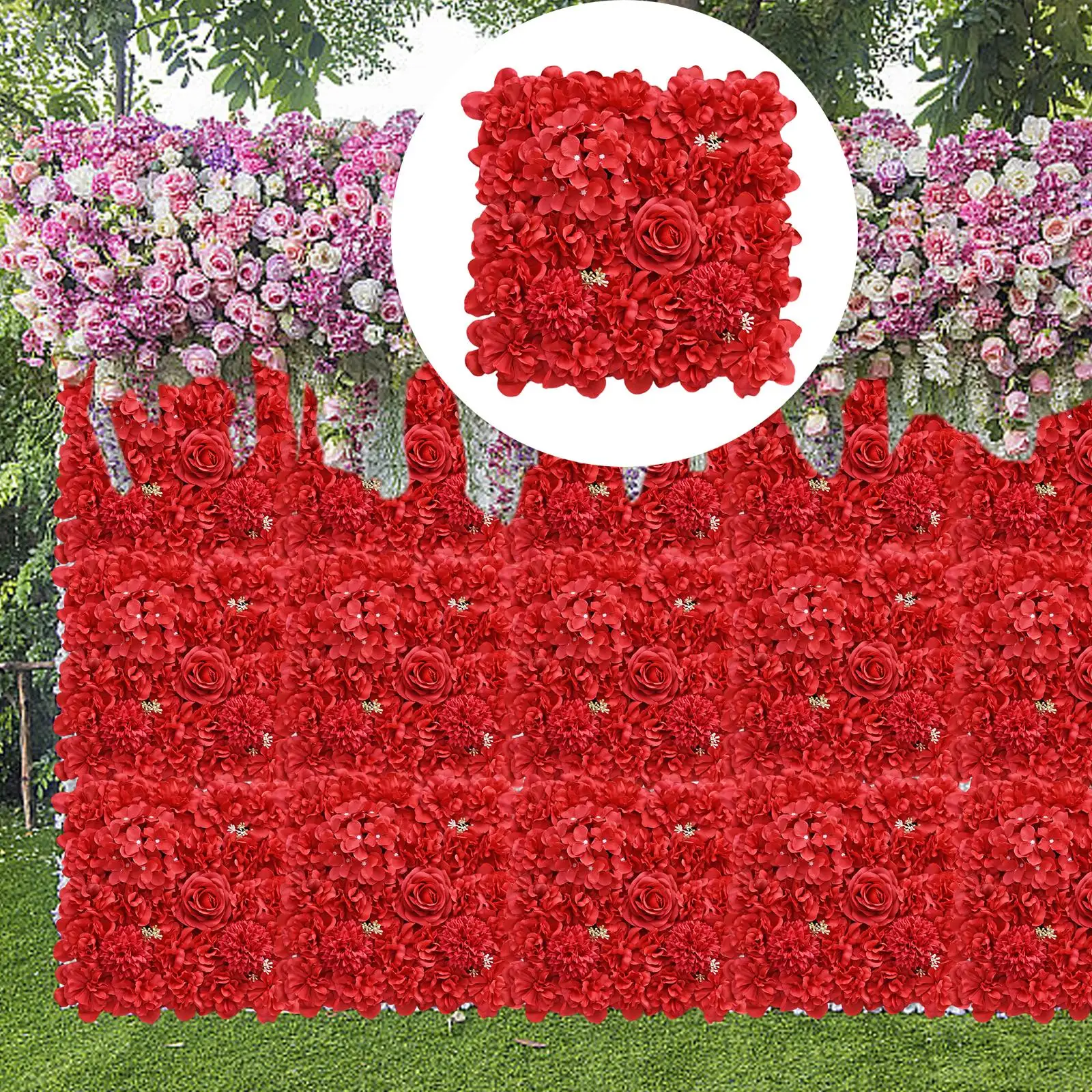 Rose Flower Wall Panel, Easy Care Handmade Flower Arrangements Backdrop for Wedding Anniversary Outdoor Indoor Venue Garden Wall