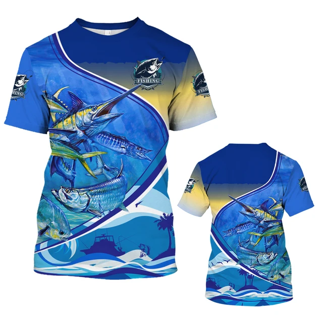 Summer Short Sleeve Top Fishing 3d Printed Fish T-shirt Men's Short Sleeve  Casual Top T-shirt - AliExpress