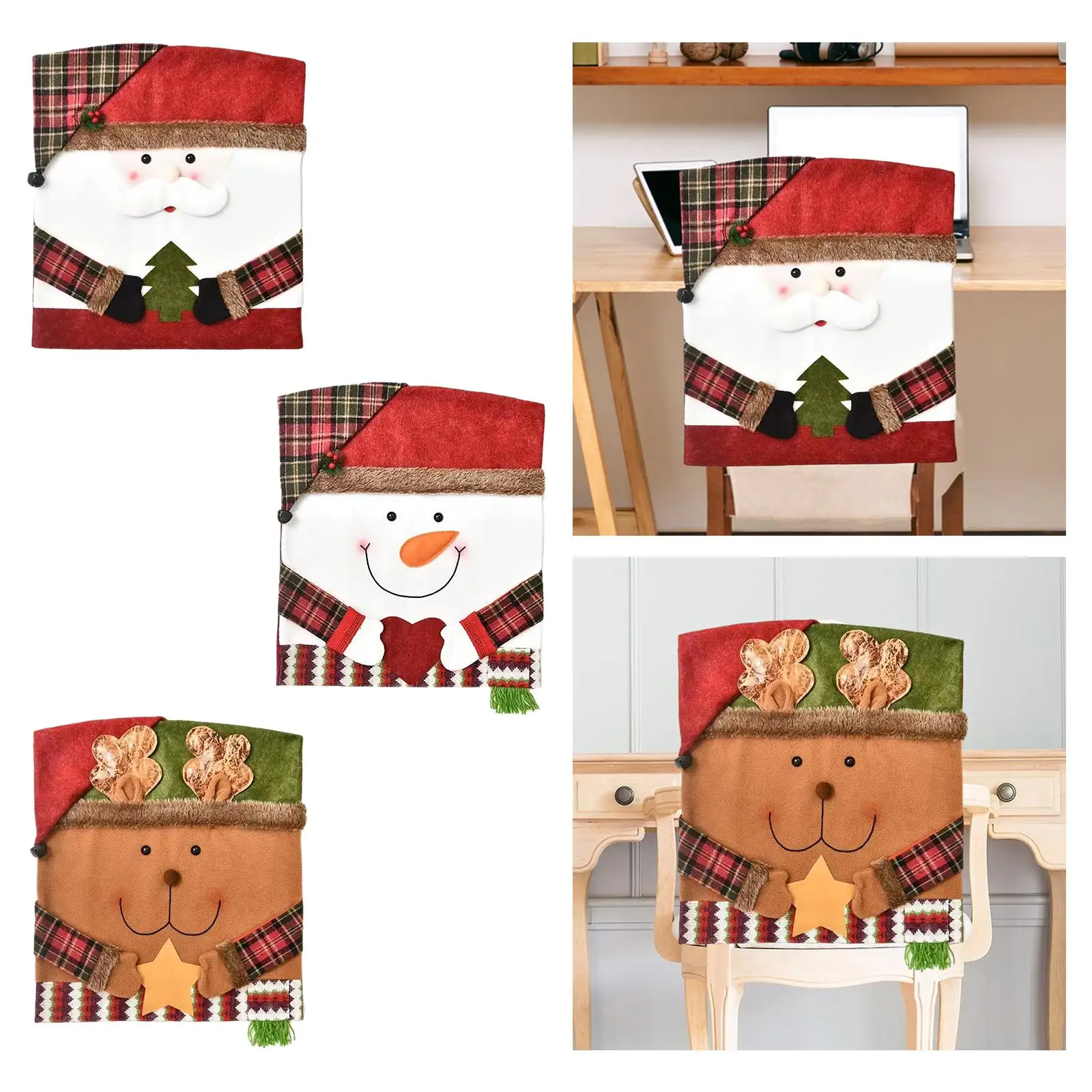 Christmas Back Chair Cover Dining Chair Decoration Easily Install Chair Protection Removable for Dining Room Multifunctional