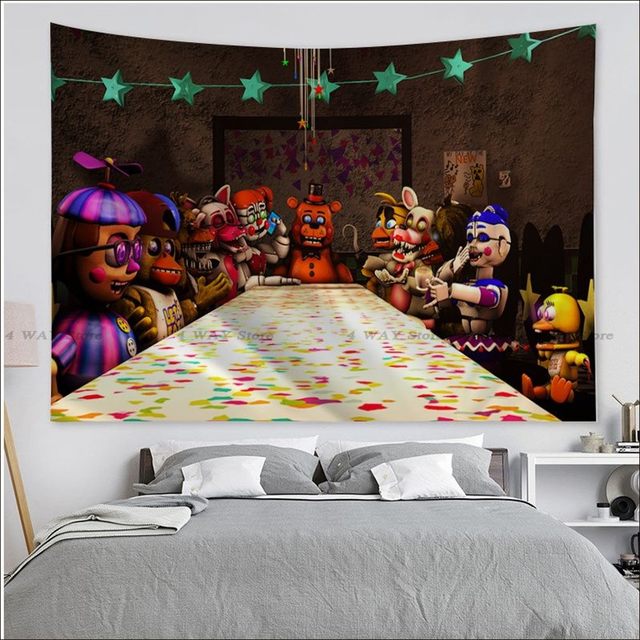 FNAF Five Nights At Freddy Tapestry anime Pattern Backdrop Background Cloth  Backdrop Poster Room Wall Decoration Christmas Gift - AliExpress