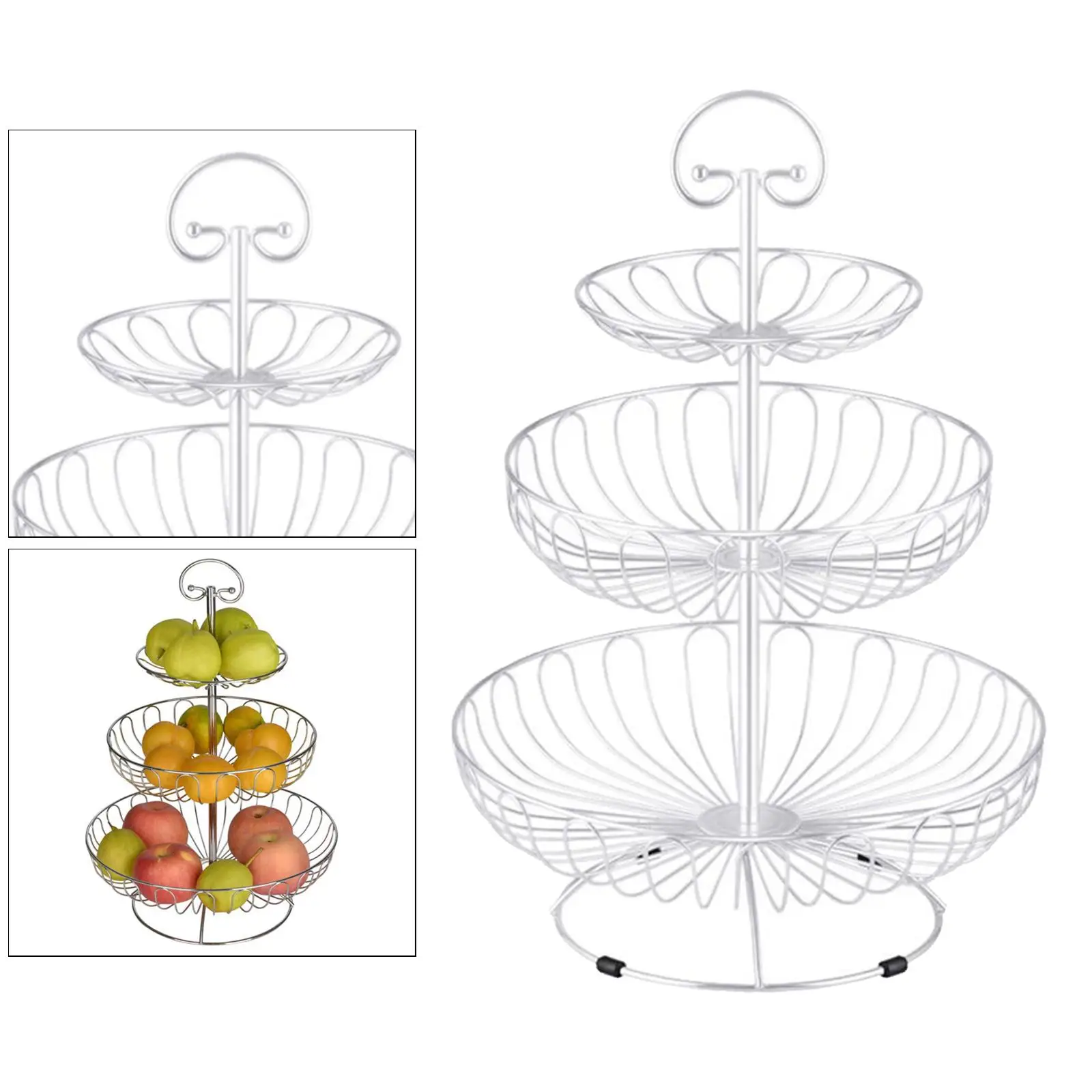 Metal Wire 3 Layer Storage Basket Fruit Bowl Detachable Metal Cake Stand Decorative Dessert Holder Organizer