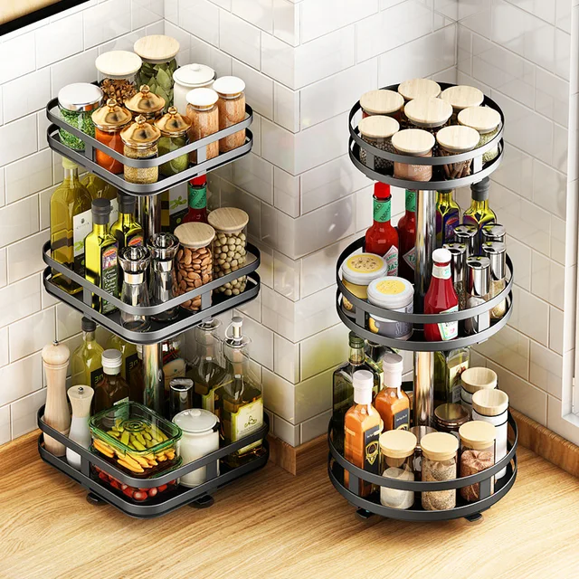Bandeja organizadora giratoria para nevera, estante de especias giratorio  360, organizador de condimentos para armario, mesa de comedor - AliExpress