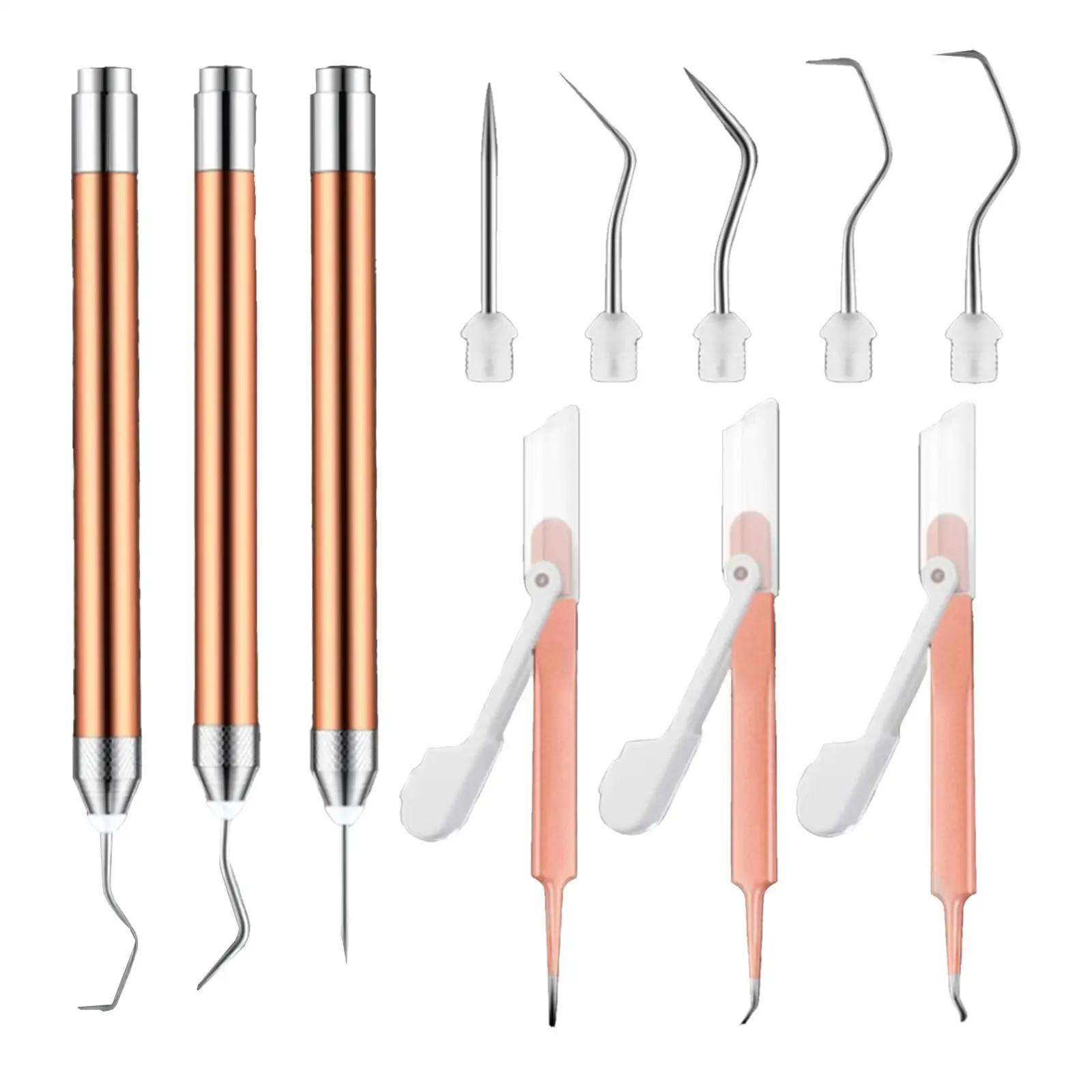 6Pcs LED Weeding Tools Removal Light Protection Covers Straight Needles Lettering Craft with 5 Pin Tweezers Weeding Tool Cutting