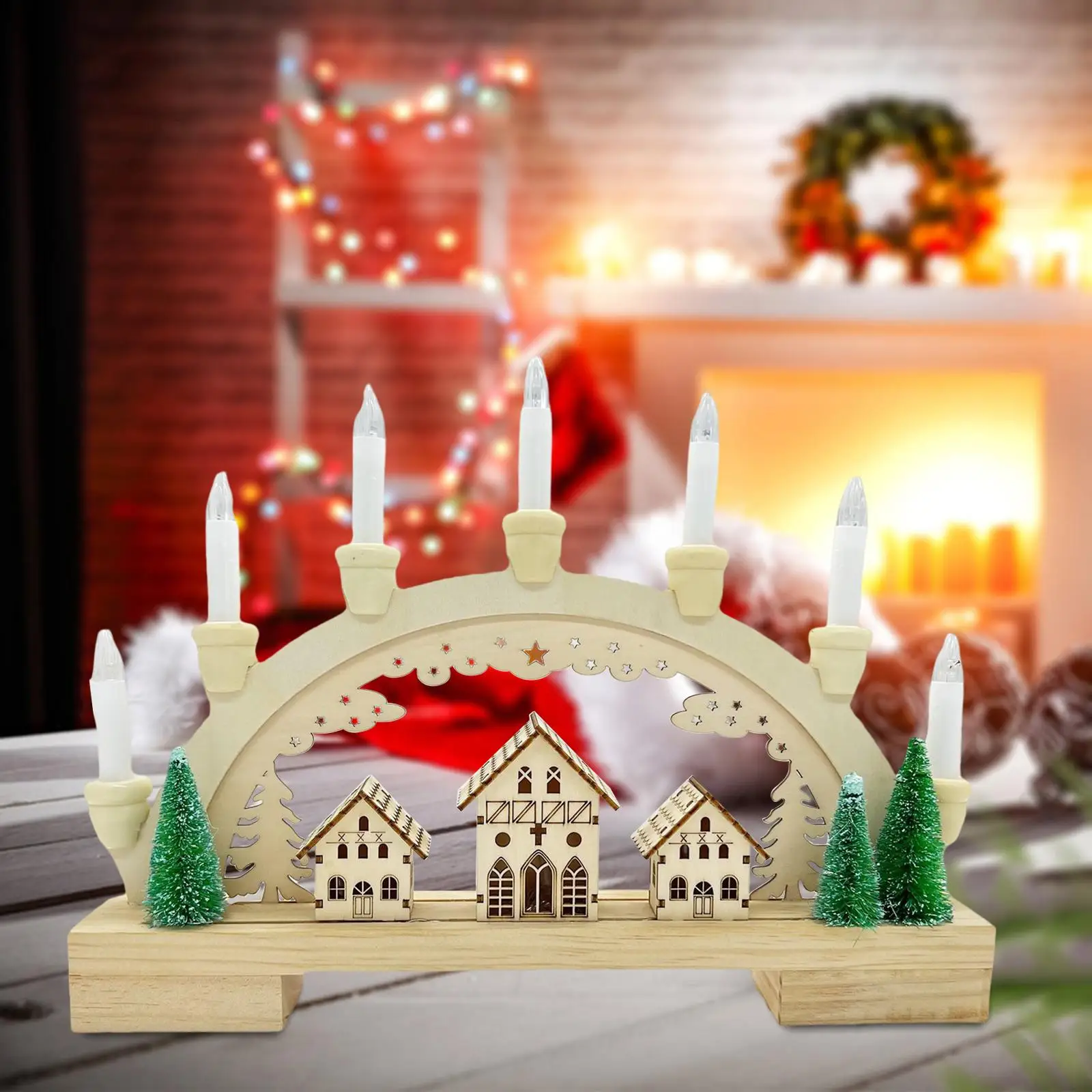 Holiday Atmosphere Light Ornament with Lights Village Houses Town Creative Holiday Ornament for Bedroom Decorative Ornaments
