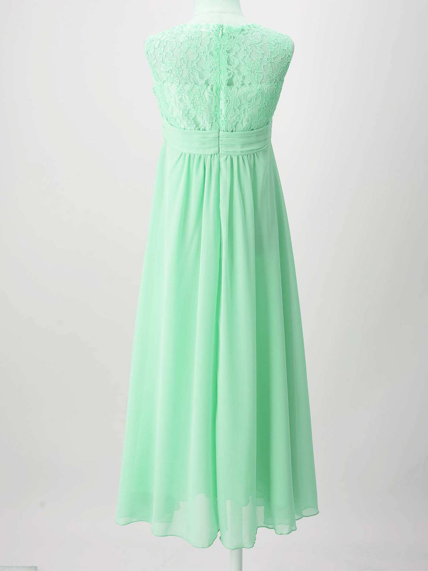 4-16Yrs Mädchen Ärmellosen Chiffon Spitze Party Kleider Blume Mädchen Kleid Pageant Hochzeit Brautjungfer Geburtstag Prinzessin Maxi Kleid – Detail 18
