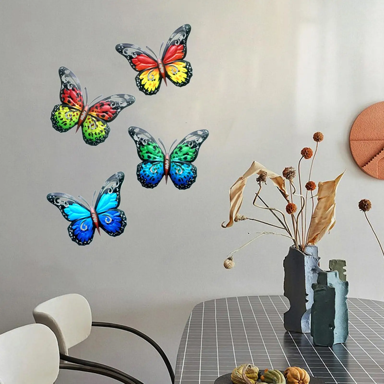 4Pcs butterfly Wall Art Hanging Butterfly Sculpture Garden Butterflies Decoration for Living Room Farmhouse Terrace Yard