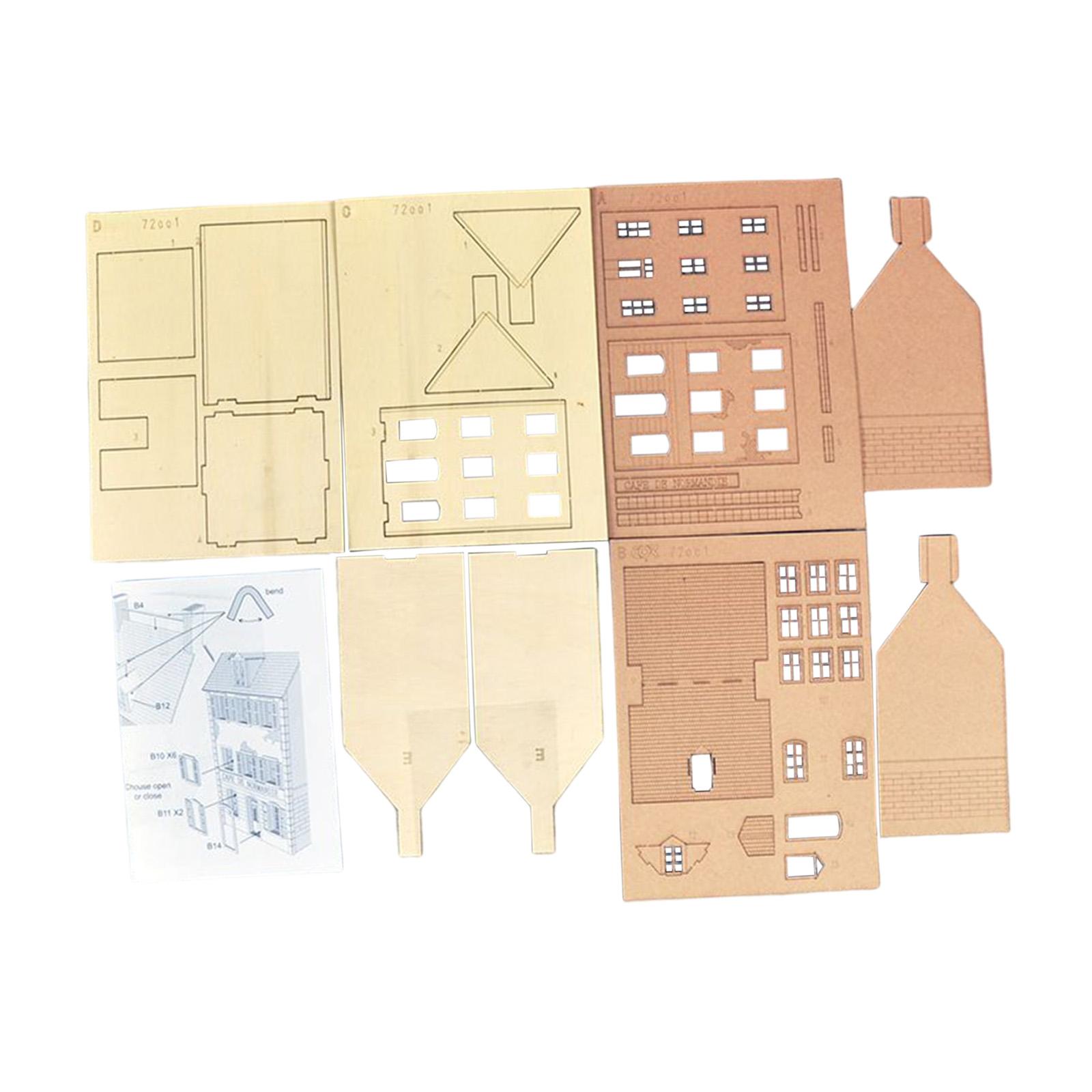 1/72 Building Model Kits Wooden Miniature Model House kits for HO Scale Model