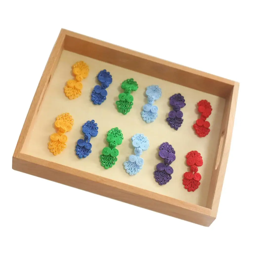 Montessori Kids Children DIY Buttons with Tray Training Aid Toys