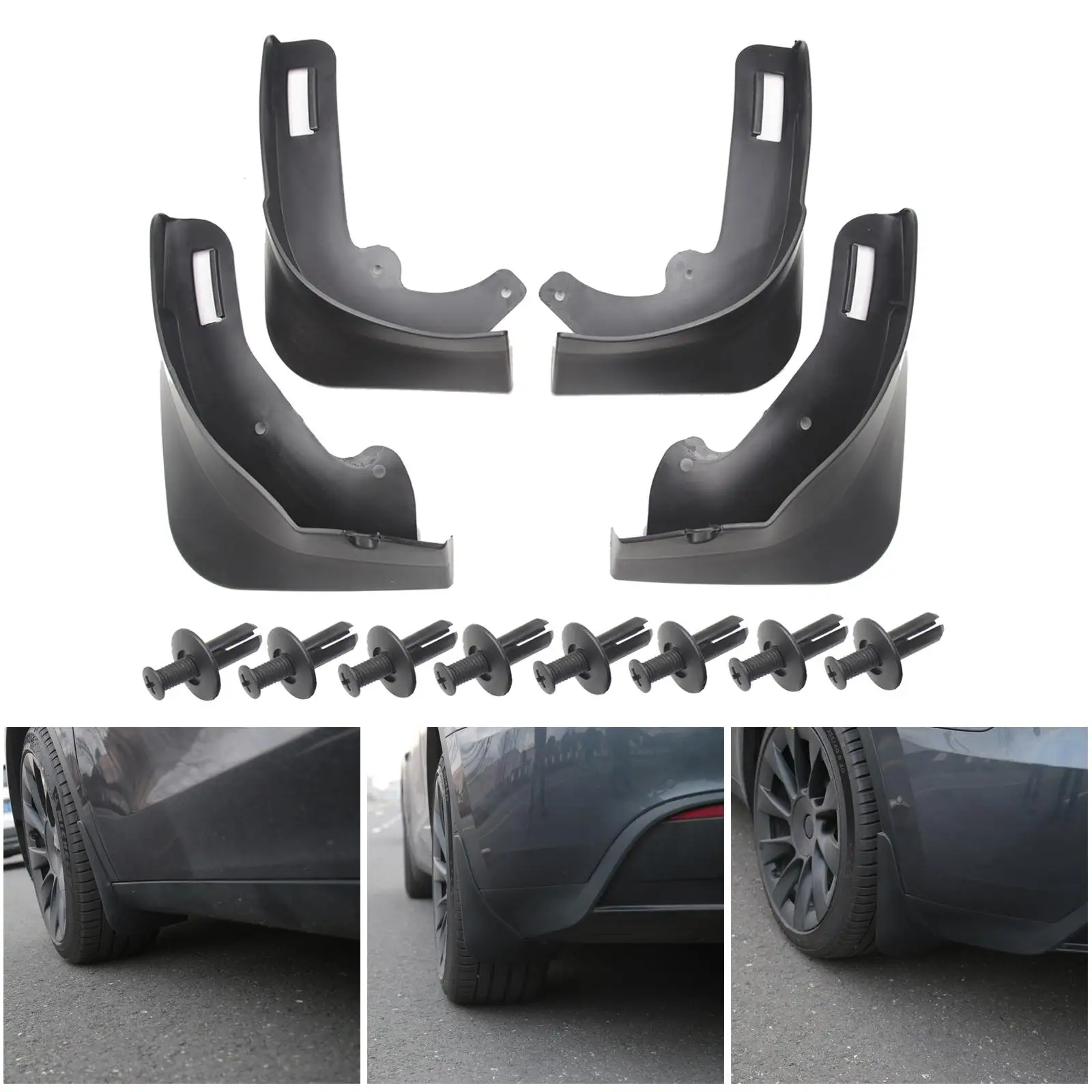 Car Mud Flaps No Drilling  Compatible for  Modification Accessories  Sediment Black