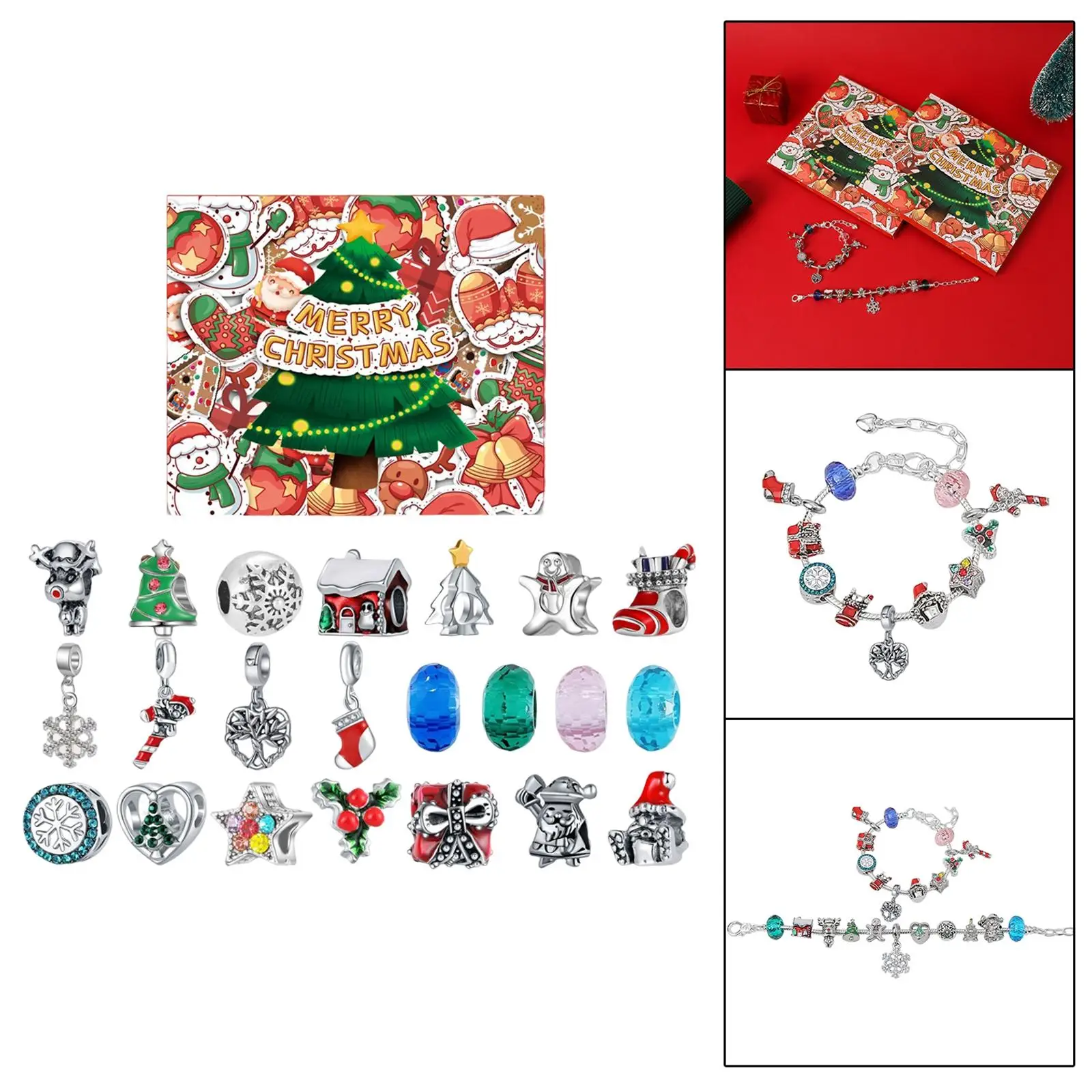 Advent Calendar Christmas Bracelet Making Kit Jewelry Gift Set for Kids
