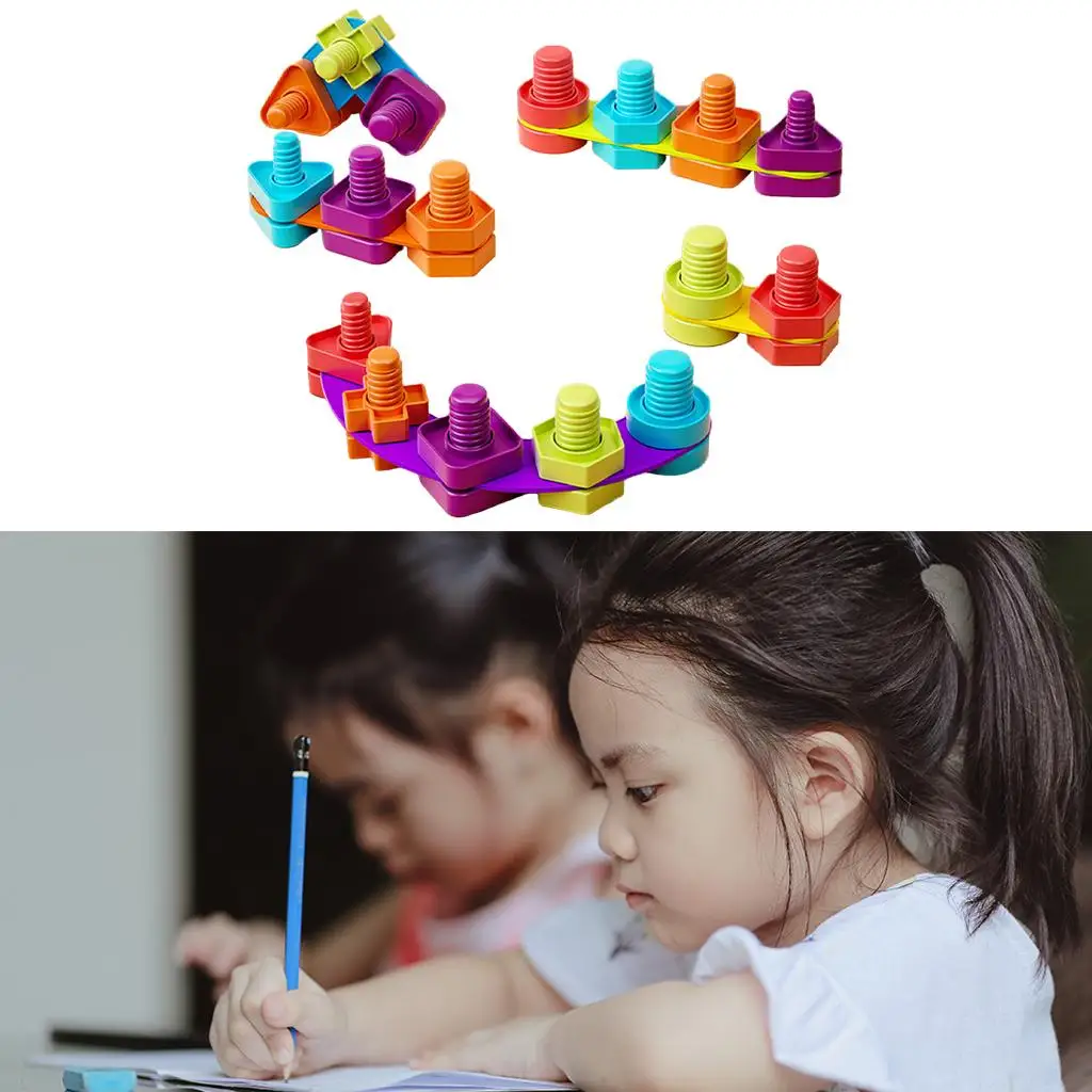 Multicolor Screw Nut Toy Brain Teasers Learning Toys Matching Game for Baby