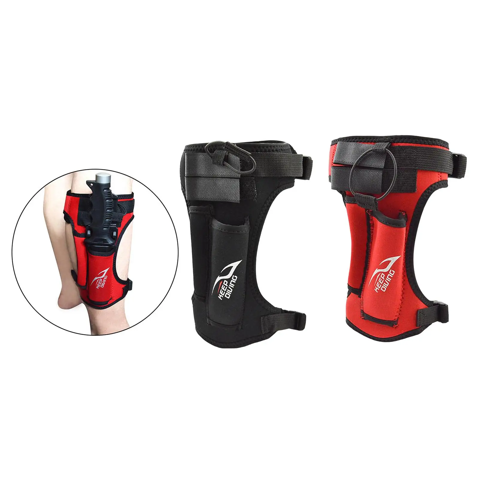 Premium Diving Knife Holder Wrap Neoprene Sheath Leg Straps with 2 Pockets, Adjustable Calf Strap Diver Accessories
