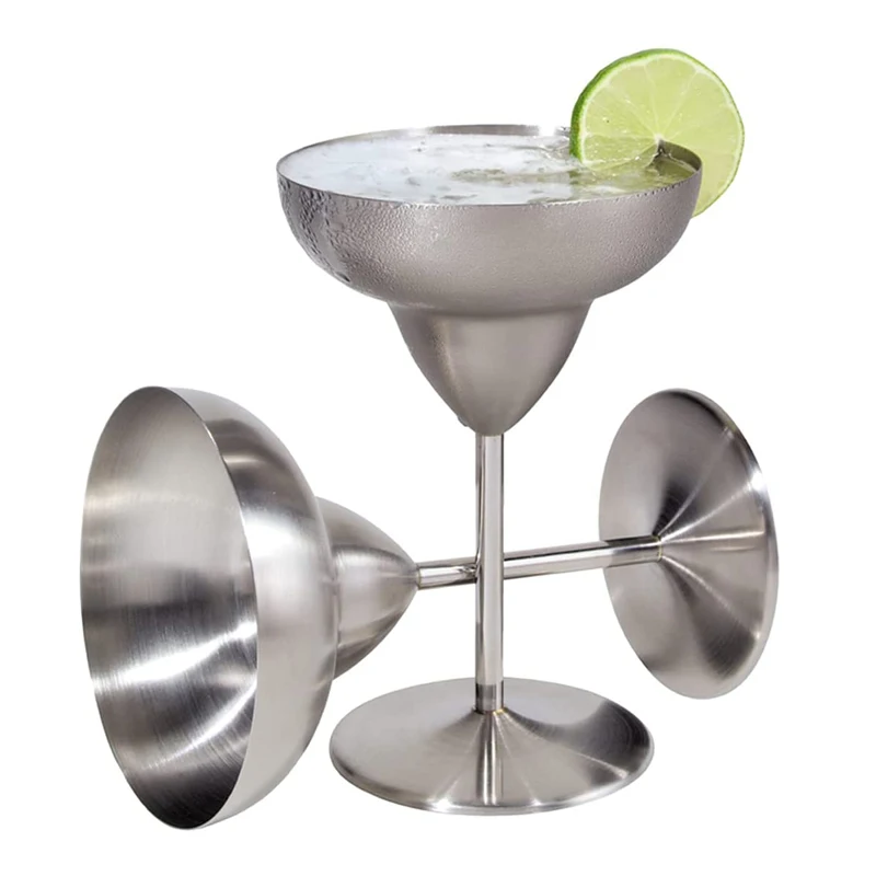 pçs copos de margarita aço inoxidável copo martini cocktail vinho copos copo de metal casa bar festa ao ar livre copos de vinho drinkware