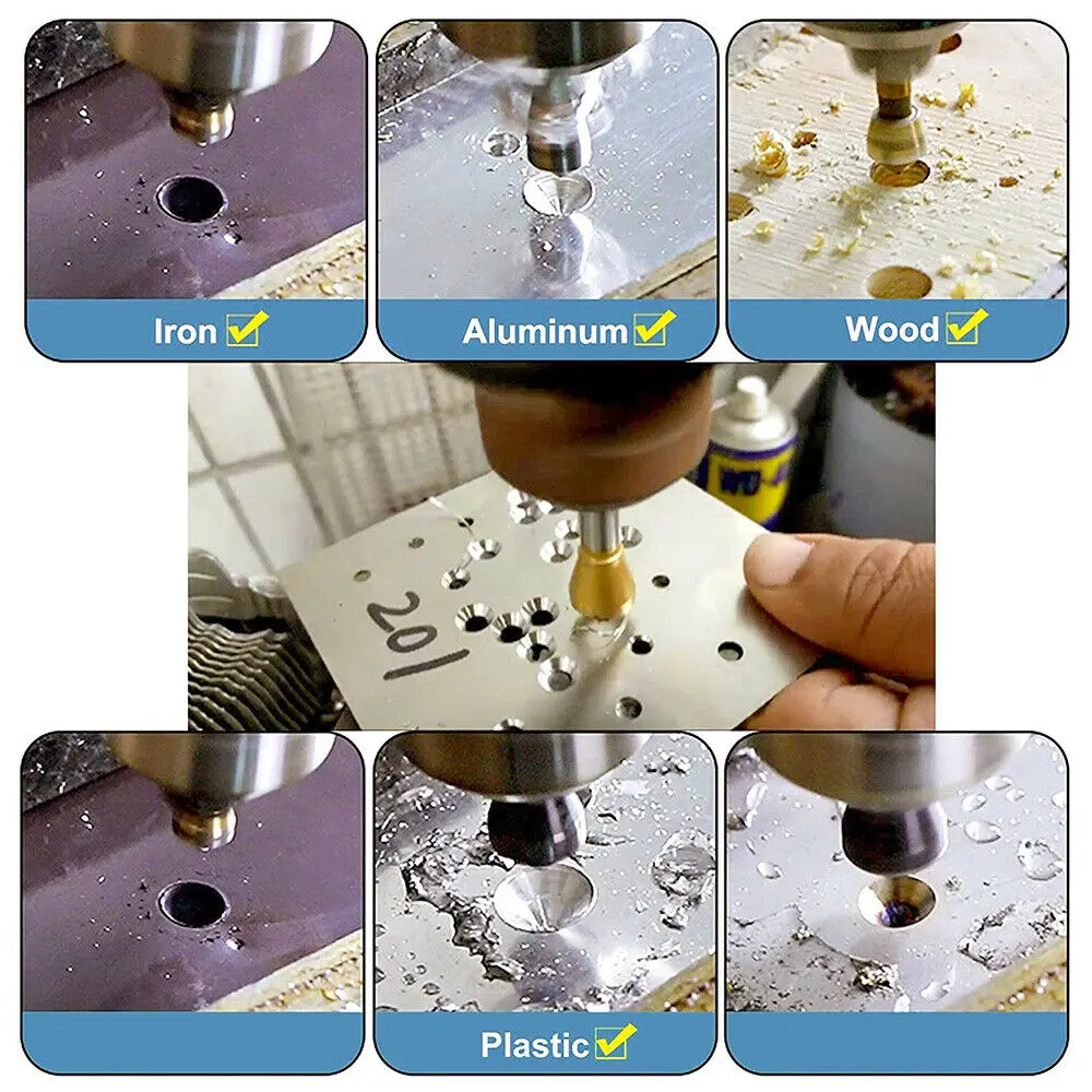4pcs/Set HSS Crosshole Cutting Metal Chamfer Countersink Deburring Drilling Tool 