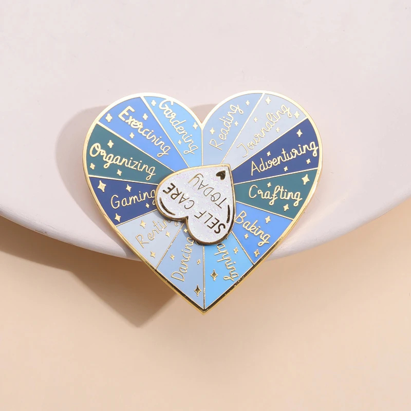 Mental Health Love Herzförmiger Plattenspieler Emaille Pin Revers Selbstpflege Heute Stimmung Kompass Heavy Metal Lustige Brosche Abzeichen Geschenke – Detail 6
