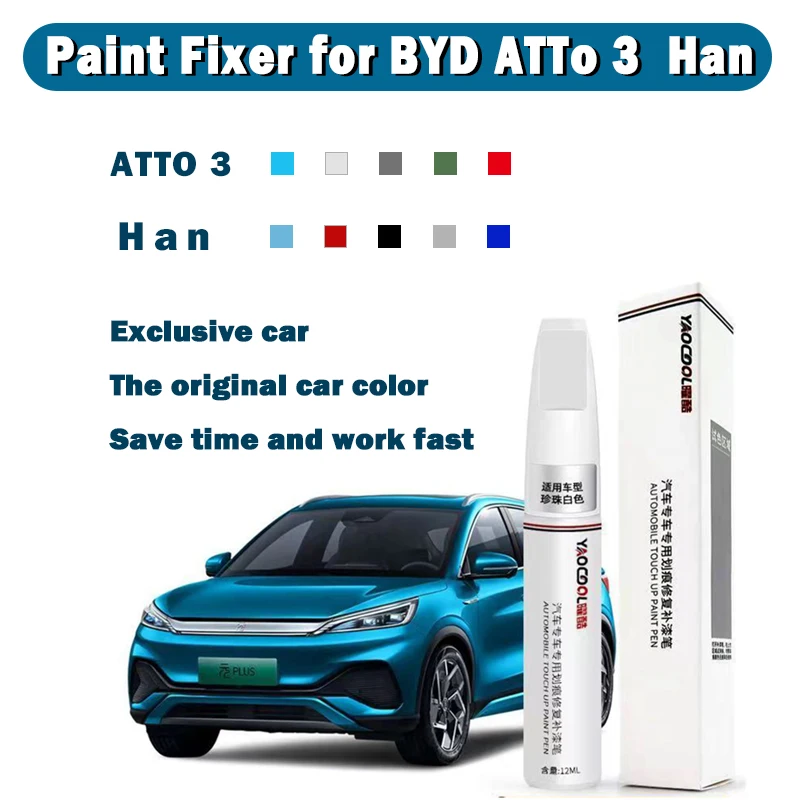 New Car Paint Repair Pen for BYD Atto 3 Han 2022 2023 Paint Fixer Repair Touch Up Paint Accessories Black White Red Blue Green