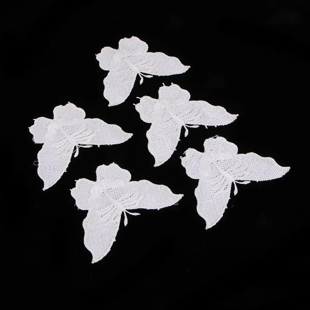 5Pcs Butterfly Lace Patch Wedding Dress Embossed Embroidery Appliques Craft