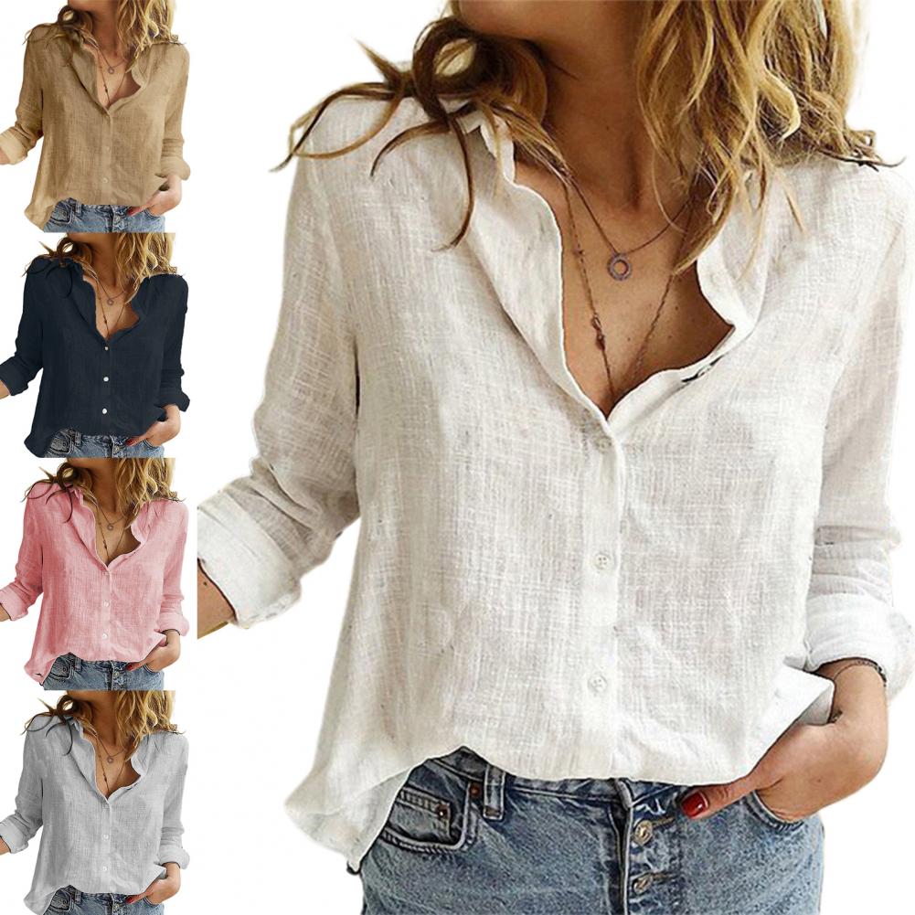 Title 4, Elegante Baumwolle Leinen Bluse Shirt Frauen Ca...