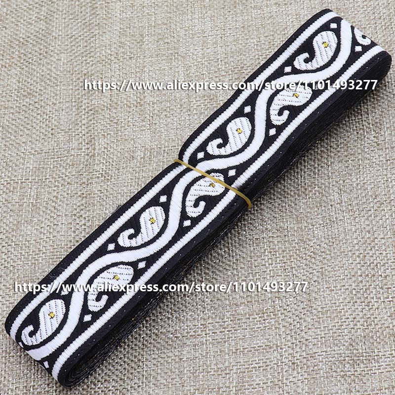Description Picture 4 of item7 Yards 3.3cm Jacquard Ribbon Geometric Pattern Ethnic Lace Trim Embroidered Woven Webbing Tape For Cloth Bags Sewing Fabric