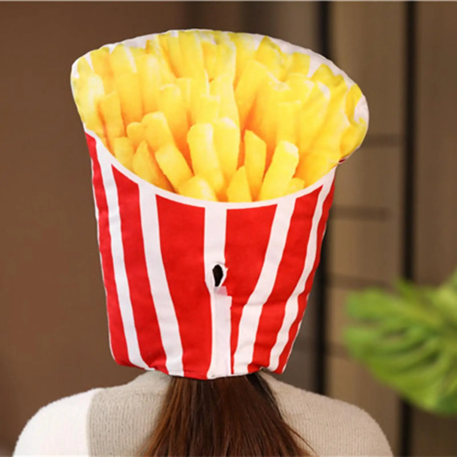 French Fries Plush Hat Cosplay Costume Sleeping Pillow Toy for Carnival