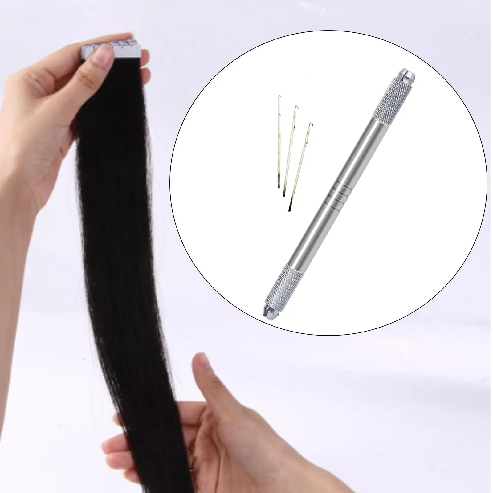 Hair Crochet Needles Set, Hair Extension Tool Aluminum Handle Holder, for Lace Wigs