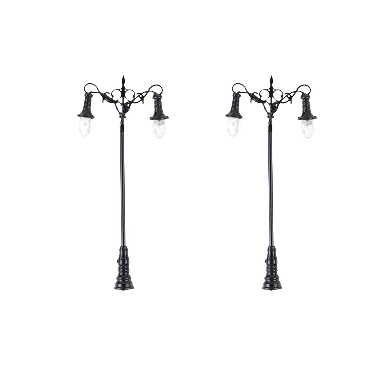 2Pcs Miniature Street Light Model 1:87 Model Railway Lamp Garden Street Light Micro Landscape for Train Station Diorama Decor